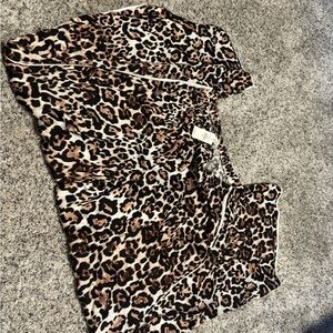 Leopard Print Wide Leg Silk Pants